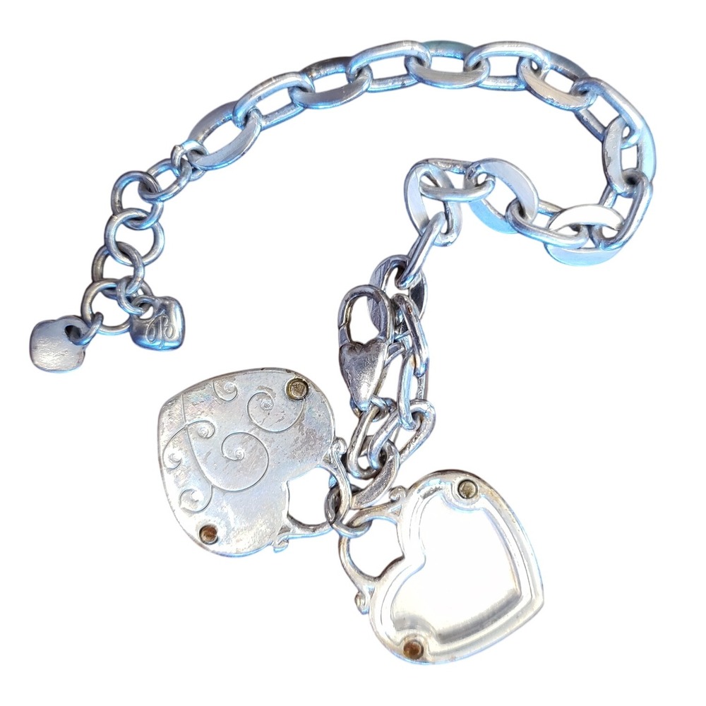 Brighton Silver Tone Chain Bracelet with Heart Charm Swirl Detail‎ Jewelry - Picture 3 of 4